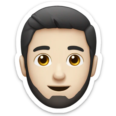 Teenager with laptop. Pale skin with black beard. Happy.  sticker