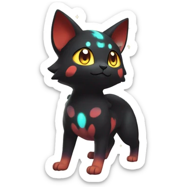 Shiny Sparkly Litten-Umbreon with gradient Nebula-colored markings full body sticker