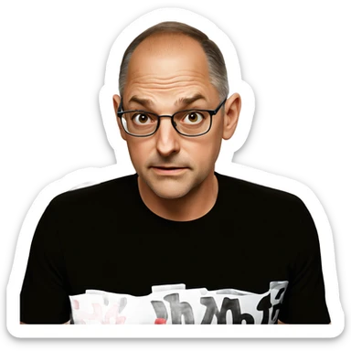 male portrait in black shirt sticker