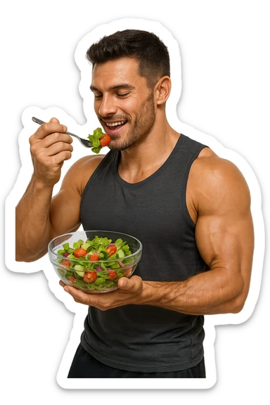 UOMO FITNESS CHE MANGIA INSALATA sticker
