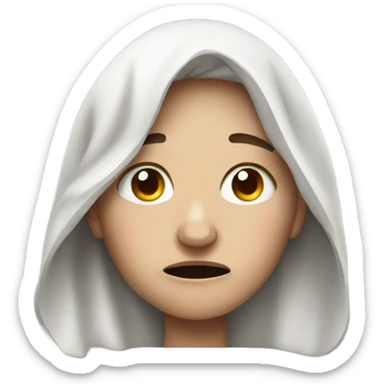 crying homeless white woman sticker