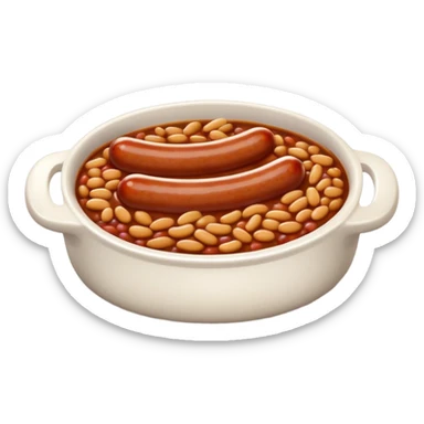 Sausage with baked beans on one plate sticker