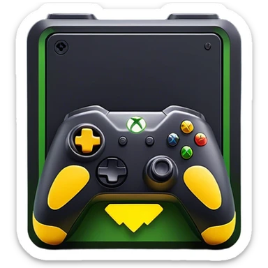 Clash of Clans aesthetic: Cinematic Playful Xbox Series X Console Portrait Emoji, rendered in a 3D vector-style similar to standard emojis with minimal shading and bold, simplified shapes. A compact, distinct form with signature details, softly glowing with a modern gaming energy charm. Simplified yet unmistakably iconic, highly detailed and consistent, glowing with a soft radiance and high shine. Stylized with a touch of next-gen innovation and a soft glowing outline, capturing the essence of a beloved gaming relic with a friendly, playful manner! sticker