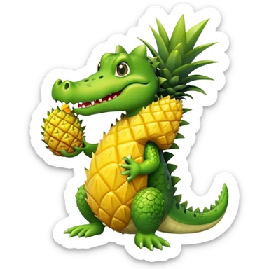 Cute crocodile eating a pineapple sticker