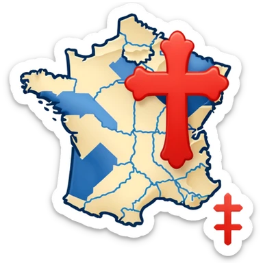 map of france with cross in the north and in the west sticker