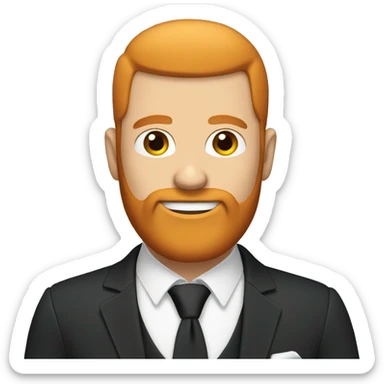 groom with no head hair and ginger and grey long straight beard sticker