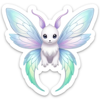  Iridescent white pale wings-ears, fairy-like-fakemon-creature  sticker