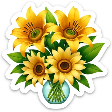 Boquet of lilies and sunflowers  sticker