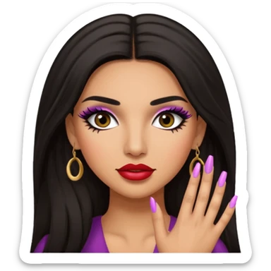 Baddie Latina emoji with fake lashes and nails sticker
