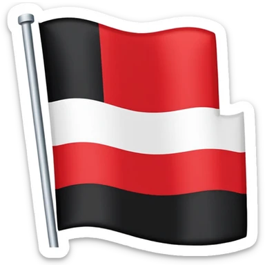 A flag with 3 colors top black middle white bottom red sticker
