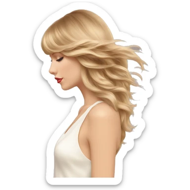taylor-swift-side-profile-longer-hair-flying-as-she-whips-her-head-to-the-side-eyes-closed sticker