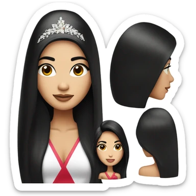 Miss universe southeast Asian with long straight black hair sticker