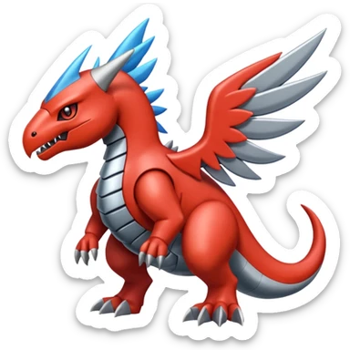 Skarmory-Salamence-Guilmon-Rhyperior-Herdier-fusion (full body) sticker