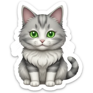 a grey and white cat sitting regally sticker