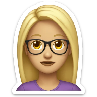 girl with blonde hair and glasses full body  sticker