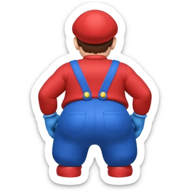 back view of super mario with huge massive buttcheeks  sticker
