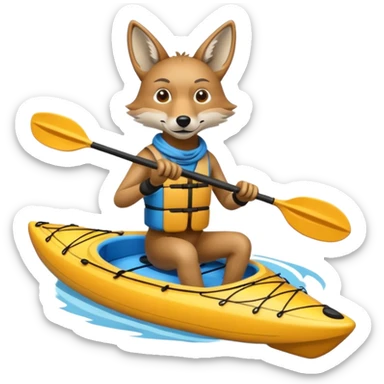 Humanoid coyote on a kayak sticker