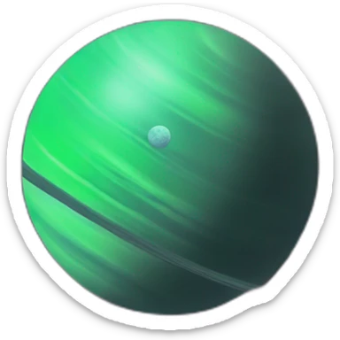 green planet with purple saturn rings and grey moon sticker