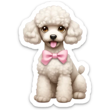 Cute poodle with light pink bow sticker