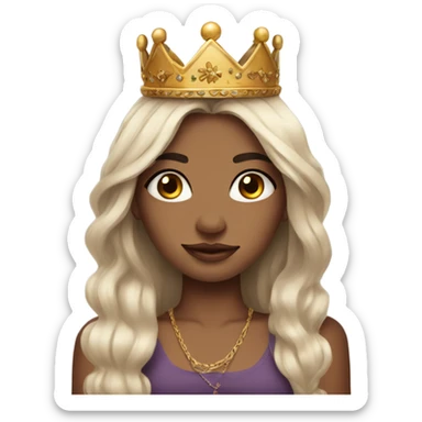 Beautiful girl wearing a crown, and arm tattoos and long hair sticker