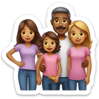 Famille de 5. Maman papa et 3 filles sticker