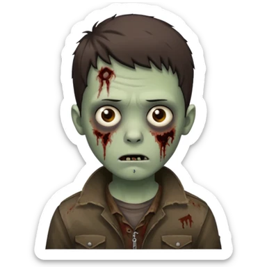 zombie white boy with dark brown edgar haircut and brown eyes sticker