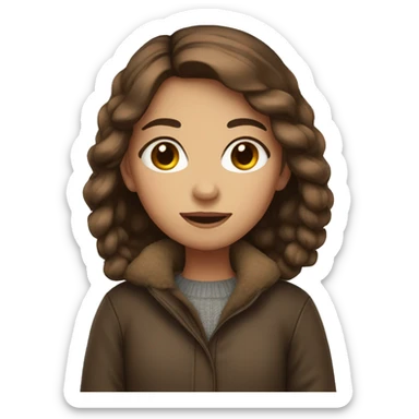 girl with brown hair wearing warm clothes  sticker
