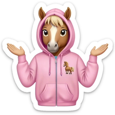 Horse with pink palm puff hoodie  sticker