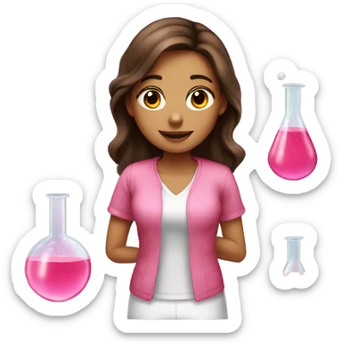 beautiful girl with brown hair doing pink chemistry  sticker