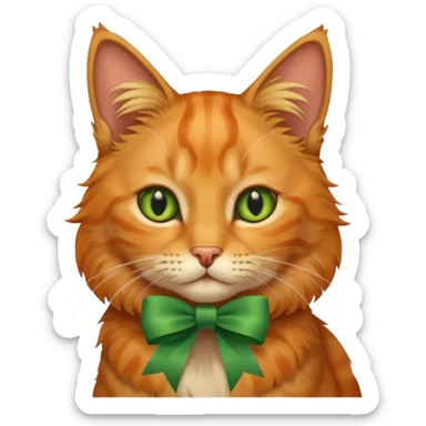 cat with green ribbon on ear sticker