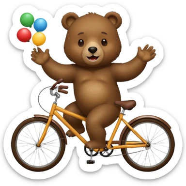 Bear juggling riding a bicycle  sticker