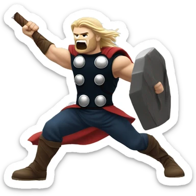 thor smashing the hammer to the ground and hav ng an explosion around the hammer sticker