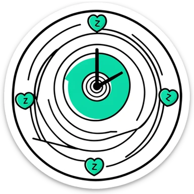 Minimalist Maya-style heart and time spiral symbols for messages, white and deep green only, flat design with clean lines sticker