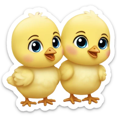 twin baby chicks  sticker