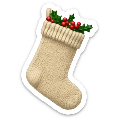 Knitted creams colored Christmas stockings  sticker