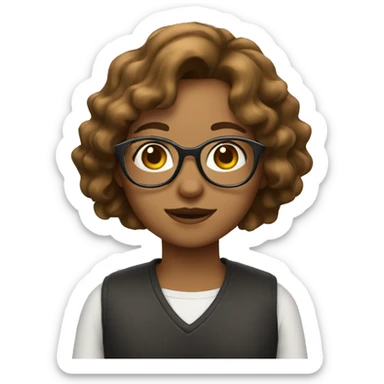 Girl with wavy brown bob and round glasses sticker