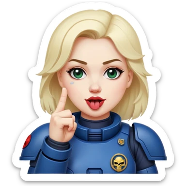woman space marine crossed out middle finger and face with tongue out wink eye sticker