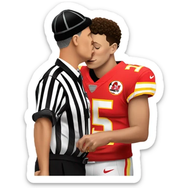 Patrick Mahomes kissing a referee  sticker
