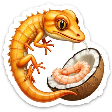 Gecko eating coconut shrimp sticker