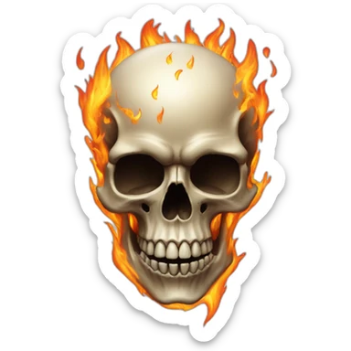 uncanny skull with flames sticker
