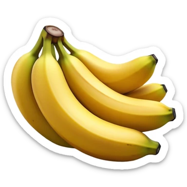 Cinematic bright yellow banana, smooth peel with gentle curves, slightly ripened, stacked in a charming bunch, warm glowing background, soft and inviting. sticker