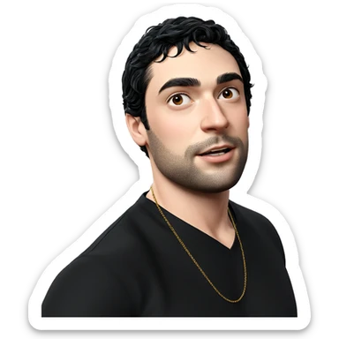 black haired boy portrait sticker