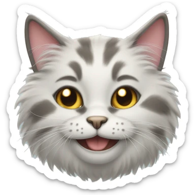 Fluffy cat smiling  sticker