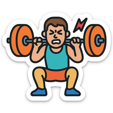 a sportsman is making a great effort lifting weights experiensing the pain sticker
