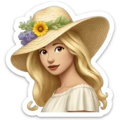 femme provence chapeau fleurs sticker