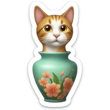 a cat in a vase sticker