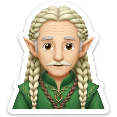 elves with braided hair old man sticker