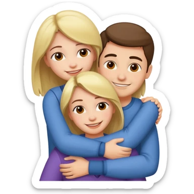 girl with normal girl size boobs hugging two guys sticker