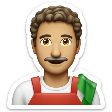 Italian man with pizza sticker