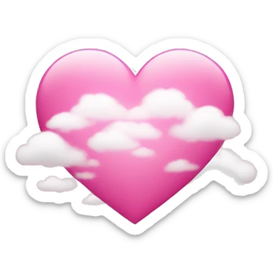 pink heart + cloud sticker
